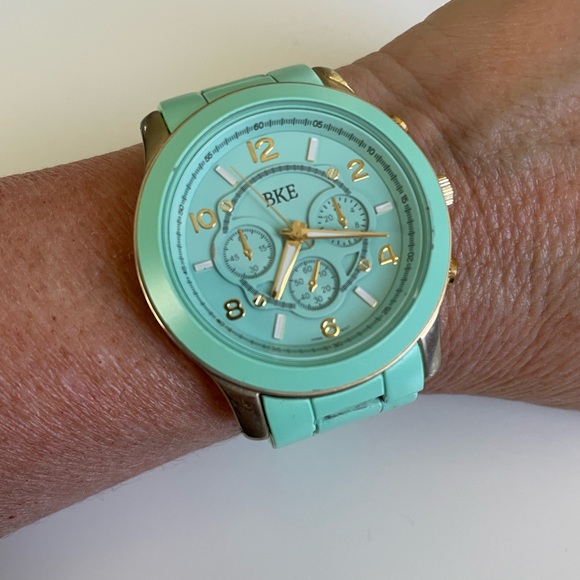 BKE Accessories Bke Mint Green Stainless Steel Case Back Watch